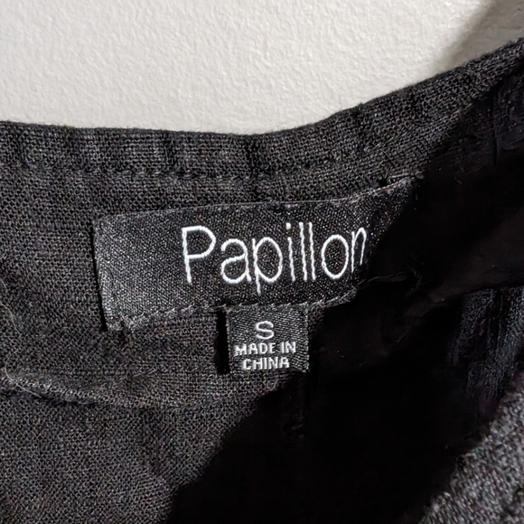 Papillon shoulder tie black linen jumpsuit with pockets size S - Picture 4 of 6